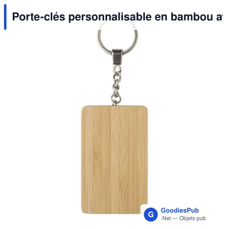 Porte-clés personnalisable en bambou avec câble de charge - Biancaavec logo