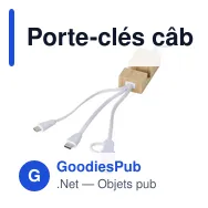 Porte-clés câble de charge personnalisable en bambou Sutton avec logo - Miniature 2