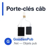 Porte-clés câble de charge personnalisable en bambou Sutton avec logo - Miniature 4
