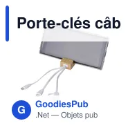 Porte-clés câble de charge personnalisable en bambou Sutton avec logo - Miniature 5