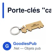 Porte-clés camion en bambou personnalisable avec logo - Tuva - Miniature 1