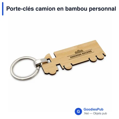 Porte-clés camion en bambou personnalisable avec logo - Tuva