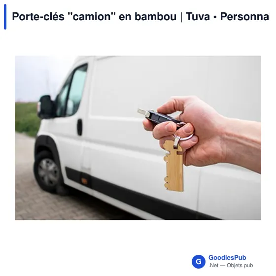 Porte-clés camion en bambou personnalisable avec logo - Tuva - Image 2