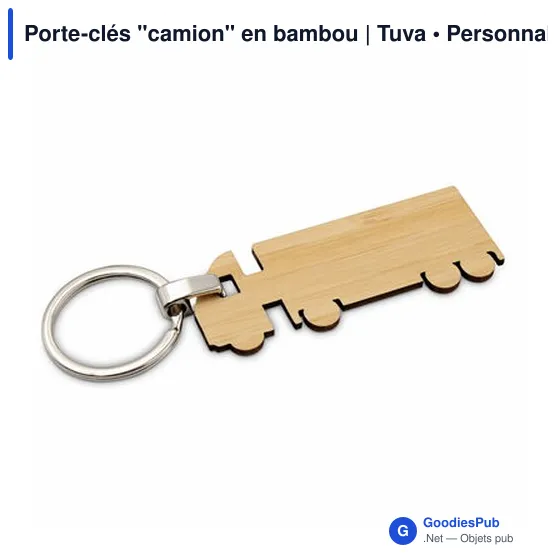 Porte-clés camion en bambou personnalisable avec logo - Tuva - Image 3