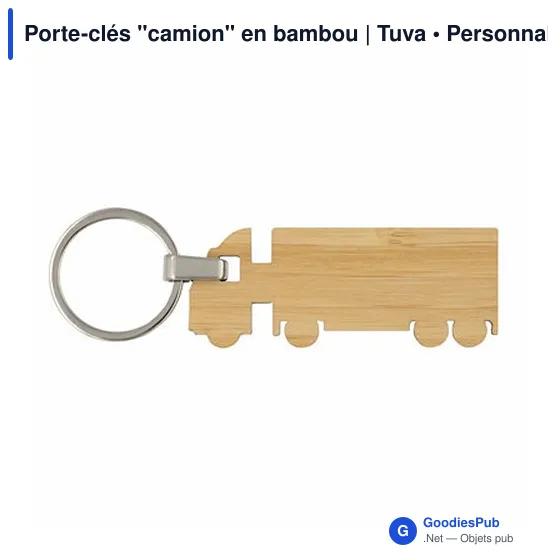 Porte-clés camion en bambou personnalisable avec logo - Tuva - Image 4