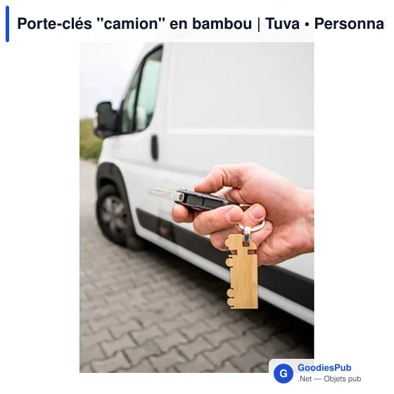 Porte-clés camion en bambou personnalisable avec logo - Tuva - Image 5