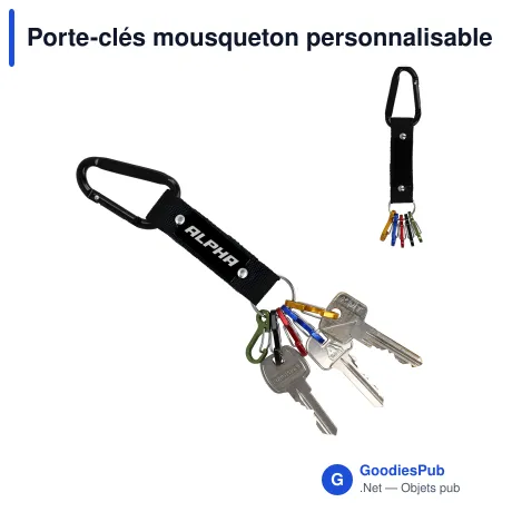 Porte-clés mousqueton personnalisable en aluminium recyclé avec logo - Carabiner