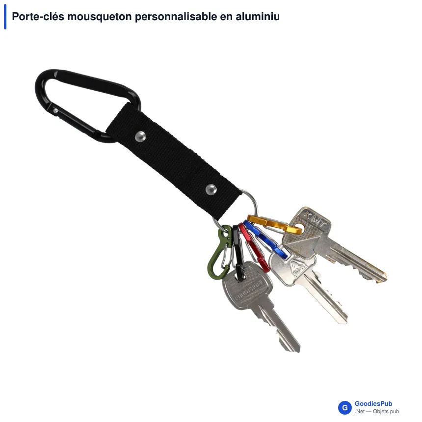 Porte-clés mousqueton personnalisable en aluminium recyclé avec logo - Carabiner - Image 2