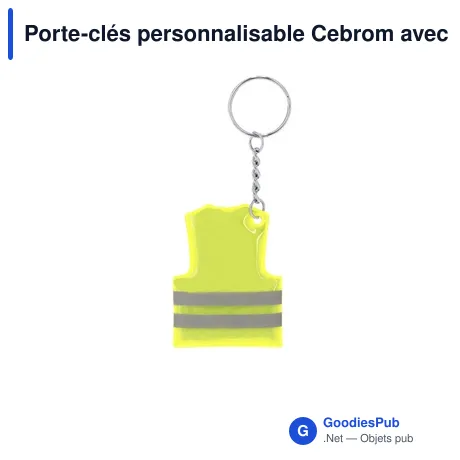 Porte-clés personnalisable Cebrom avec logo en PVC réfléchissant