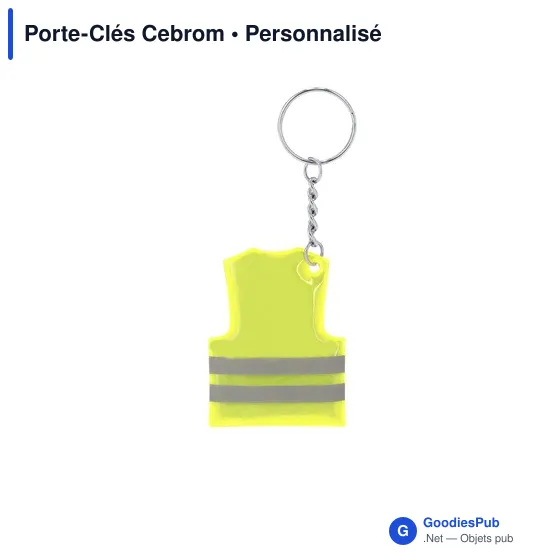 Porte-clés personnalisable Cebrom avec logo en PVC réfléchissant - Image 1