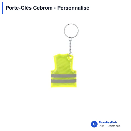 Porte-clés personnalisable Cebrom avec logo en PVC réfléchissant - Image 2