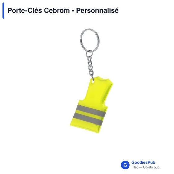 Porte-clés personnalisable Cebrom avec logo en PVC réfléchissant - Image 3