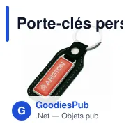 Porte-clés personnalisable en cuir et métal noir avec logo - Doming Cuir - Miniature 2