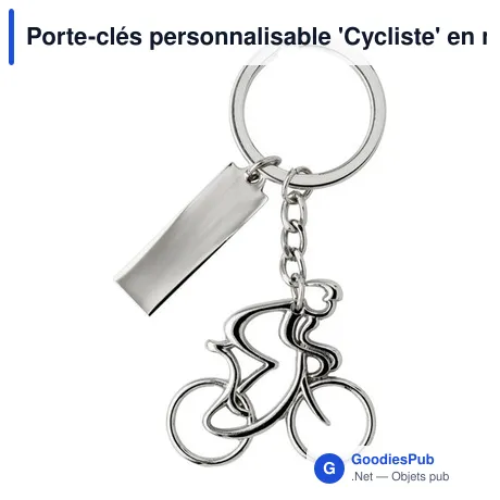 Porte-clés personnalisable 'Cycliste' en métal avec logo