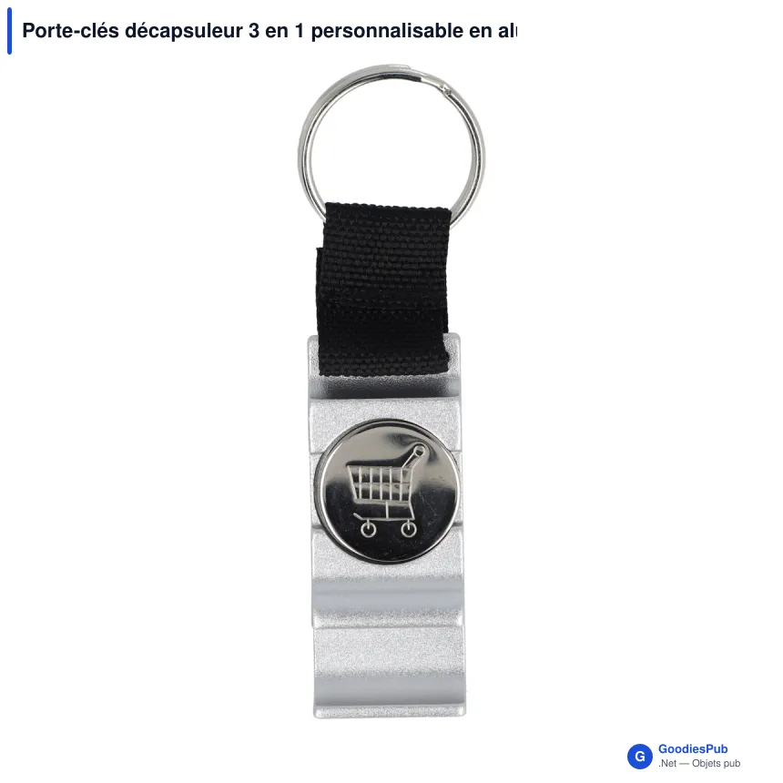 Porte-clés décapsuleur 3 en 1 personnalisable en aluminium avec logo - 3 en 1 - Image 2