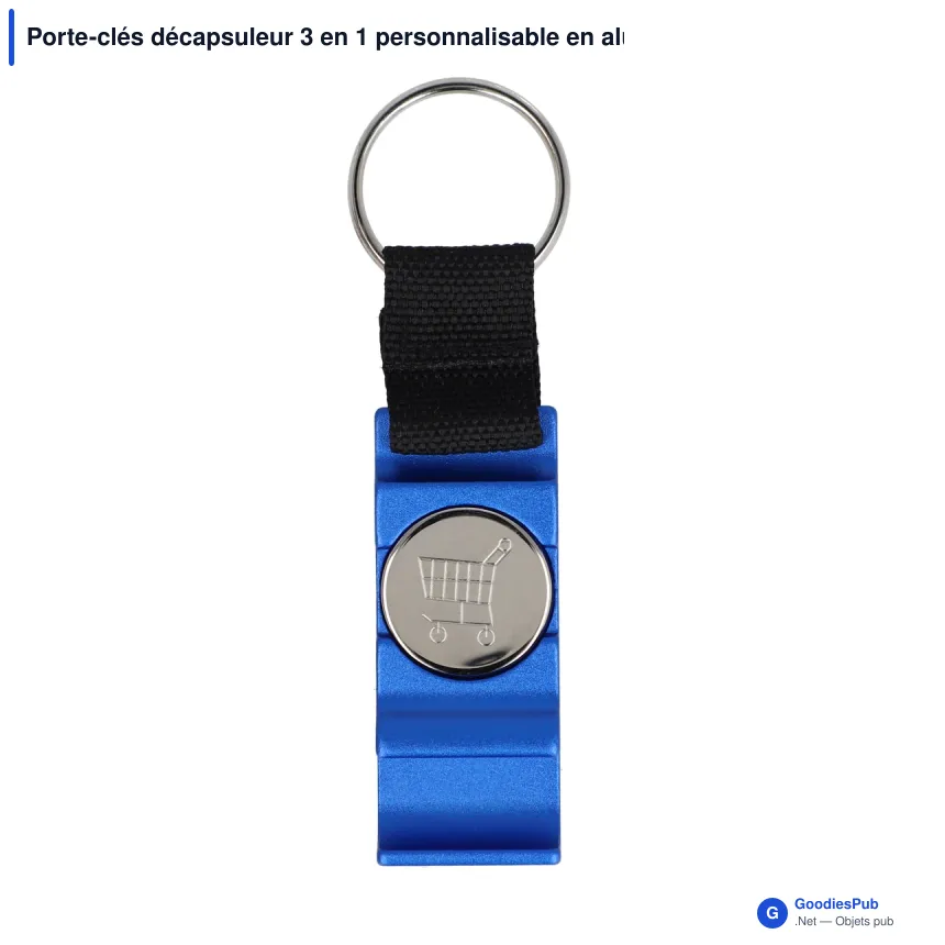 Porte-clés décapsuleur 3 en 1 personnalisable en aluminium avec logo - 3 en 1 - Image 3