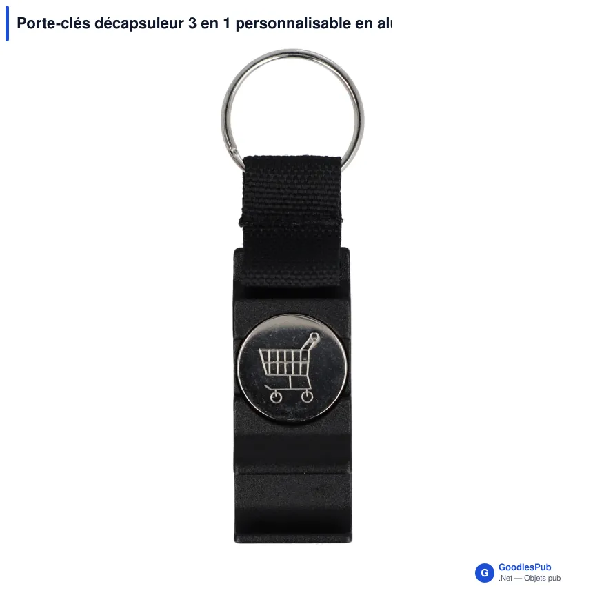 Porte-clés décapsuleur 3 en 1 personnalisable en aluminium avec logo - 3 en 1 - Image 5
