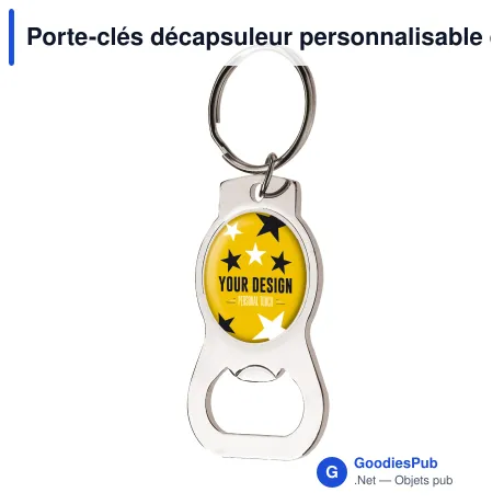 Porte-clés décapsuleur personnalisable en métal mat compact avec logo - Mini Opener