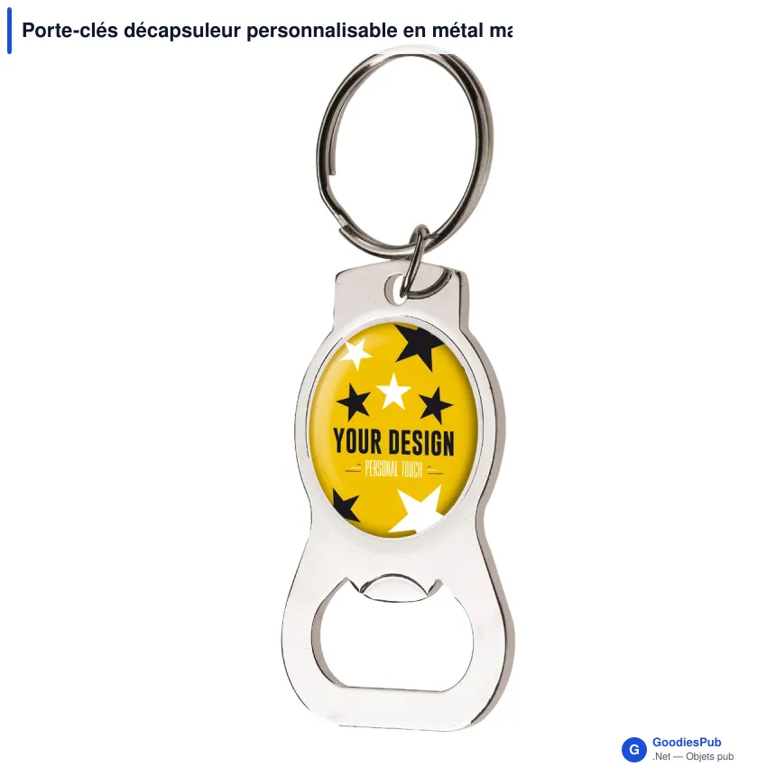 Porte-clés décapsuleur personnalisable en métal mat compact avec logo - Mini Opener - Image 1