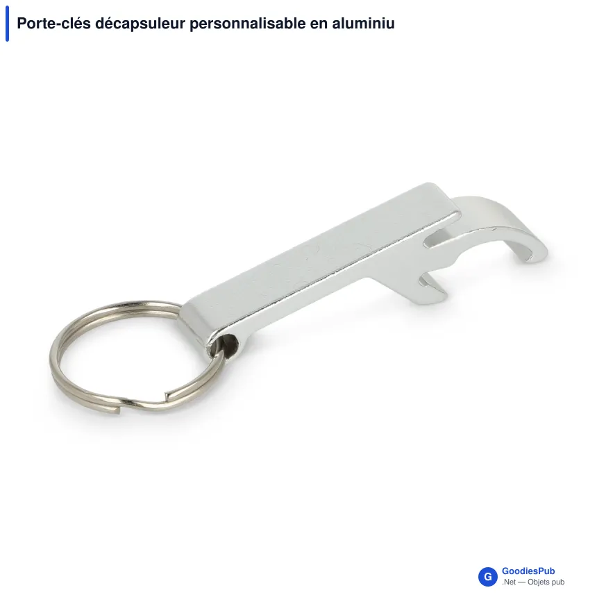 Porte-clés décapsuleur personnalisable en aluminium coloré avec logo - Classique - Image 2