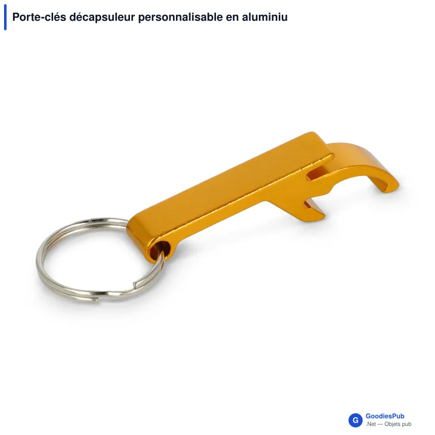 Porte-clés décapsuleur personnalisable en aluminium coloré avec logo - Classique - Image 3