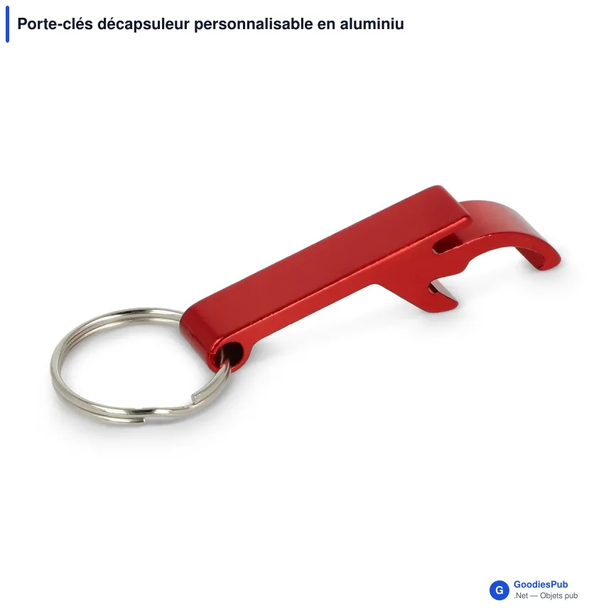 Porte-clés décapsuleur personnalisable en aluminium coloré avec logo - Classique - Image 6