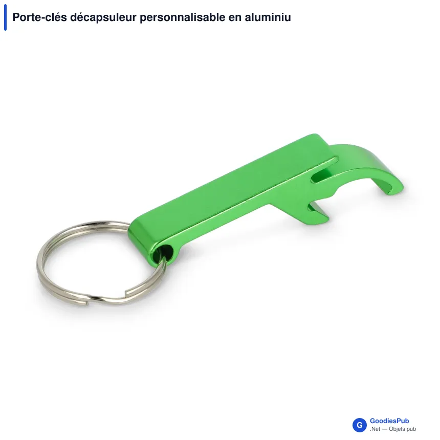 Porte-clés décapsuleur personnalisable en aluminium coloré avec logo - Classique - Image 7