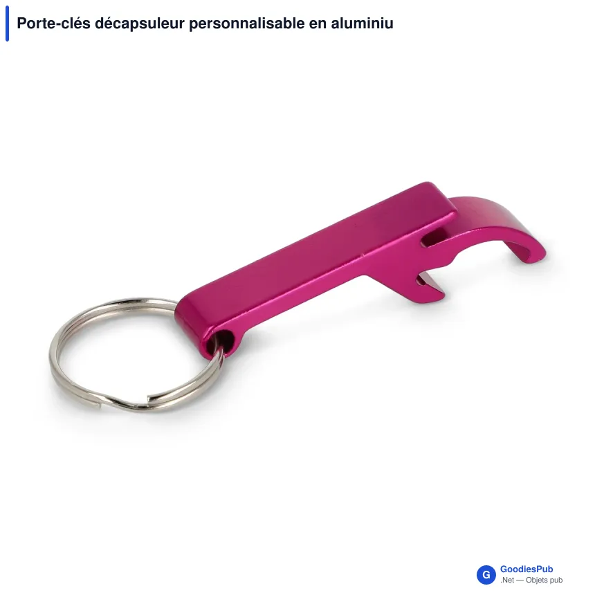 Porte-clés décapsuleur personnalisable en aluminium coloré avec logo - Classique - Image 8