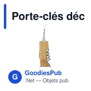 Porte-clés décapsuleur personnalisable en bambou Stuart avec logo - Miniature 1