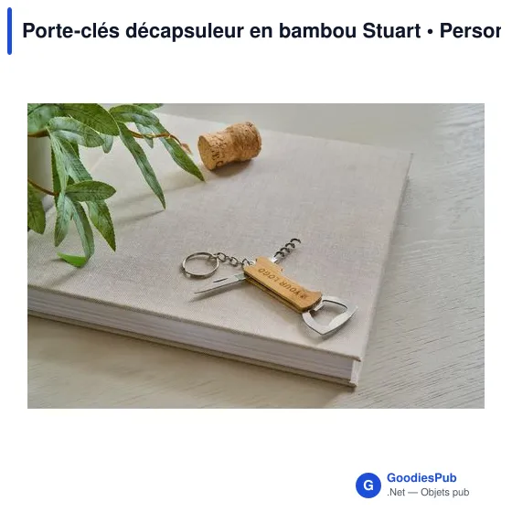 Porte-clés décapsuleur personnalisable en bambou Stuart avec logo - Image 11