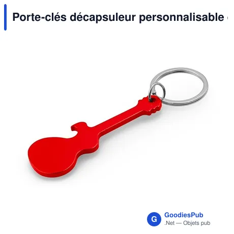 Porte-clés décapsuleur personnalisable en forme de guitare électrique |avec logo