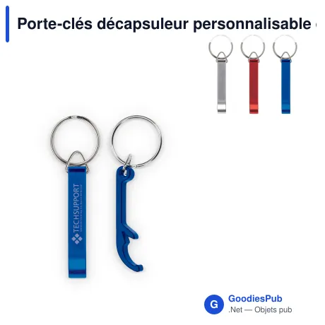 Porte-clés décapsuleur personnalisable en aluminium coloré avec logo - Slim Opener