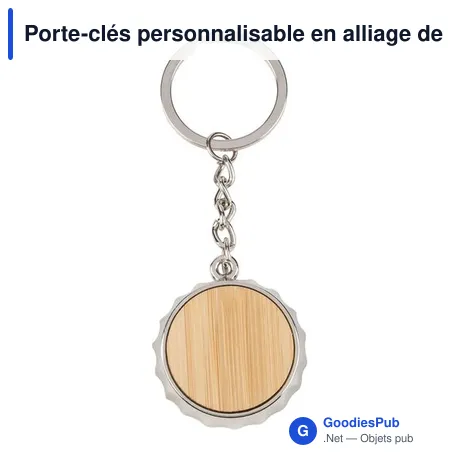 Porte-clés personnalisable en alliage de zinc avec décapsuleur - Finnavec logo