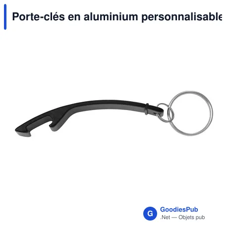 Porte-clés en aluminium personnalisable avec décapsuleur - Amaniavec logo