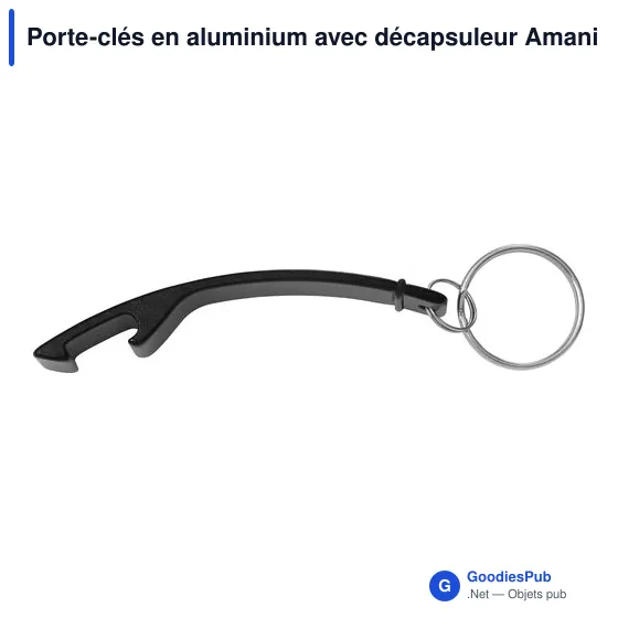 Porte-clés en aluminium personnalisable avec décapsuleur - Amaniavec logo - Image 1