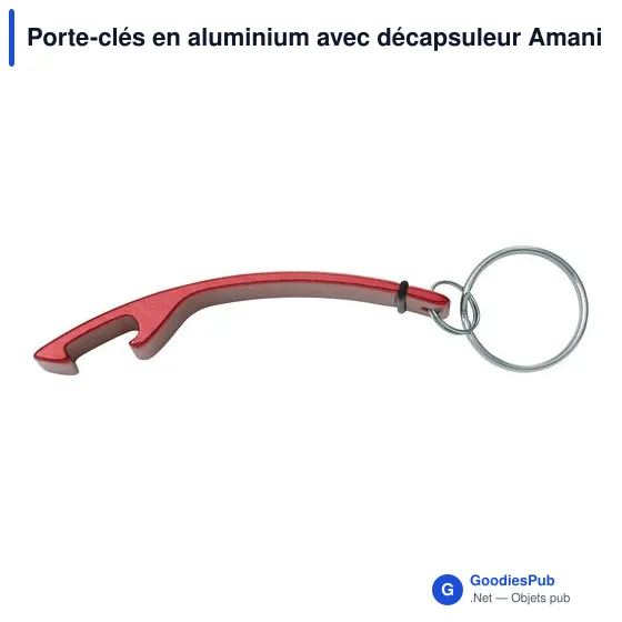 Porte-clés en aluminium personnalisable avec décapsuleur - Amaniavec logo - Image 11