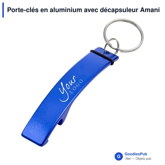 Porte-clés en aluminium personnalisable avec décapsuleur - Amaniavec logo - Image 5