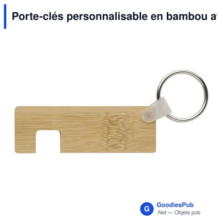 Porte-clés personnalisable en bambou avec support de téléphone - Orlandoavec logo
