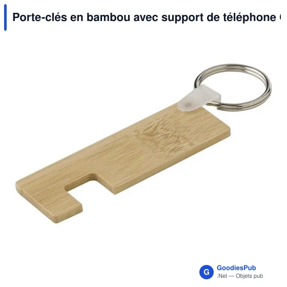 Porte-clés personnalisable en bambou avec support de téléphone - Orlandoavec logo - Image 2