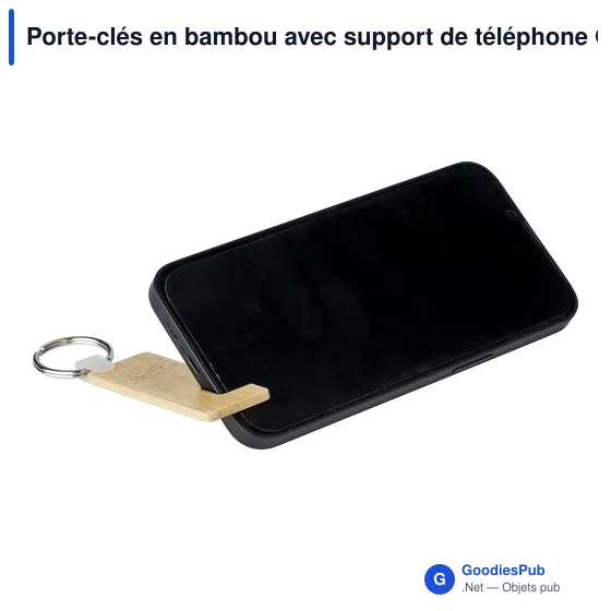 Porte-clés personnalisable en bambou avec support de téléphone - Orlandoavec logo - Image 4