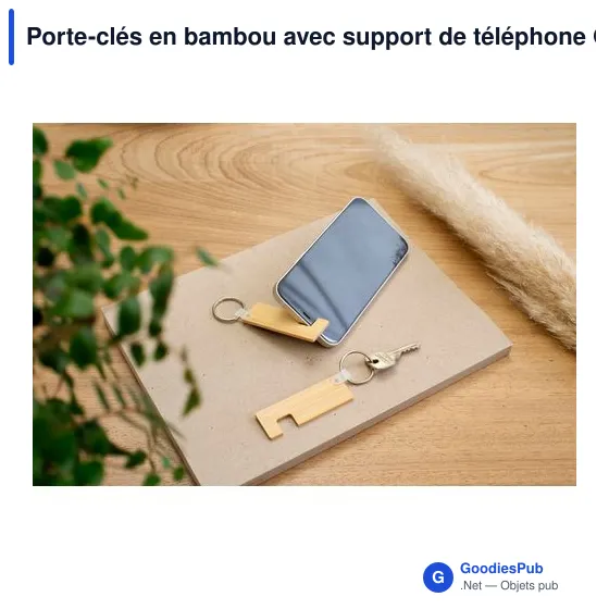 Porte-clés personnalisable en bambou avec support de téléphone - Orlandoavec logo - Image 5