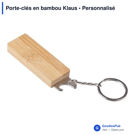 Porte-clés en bambou personnalisable avec décapsuleur - Klausavec logo - Image 3
