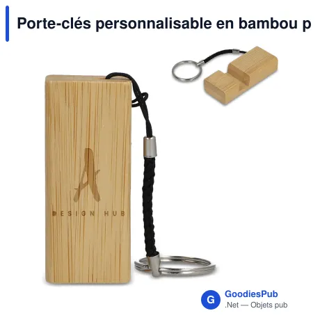 Porte-clés personnalisable en bambou pour téléphone portable avec logo - Bamboo Mobile