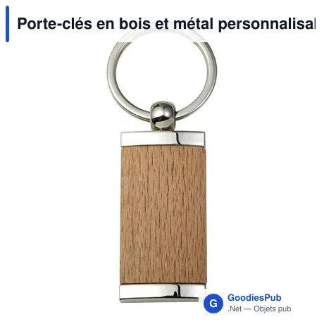 Porte-clés en bois et métal personnalisable avec logo - Jennie