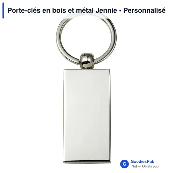 Porte-clés en bois et métal personnalisable avec logo - Jennie - Image 2