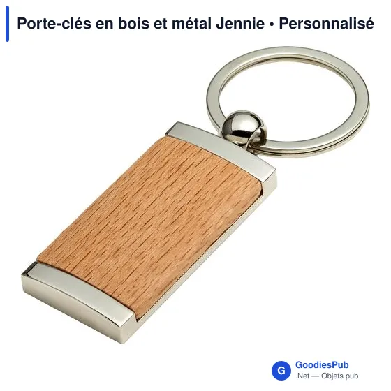 Porte-clés en bois et métal personnalisable avec logo - Jennie - Image 3