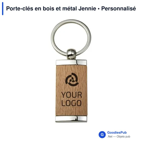 Porte-clés en bois et métal personnalisable avec logo - Jennie - Image 6