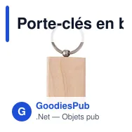 Porte-clés en bois personnalisable avec logo - Shania - Miniature 1