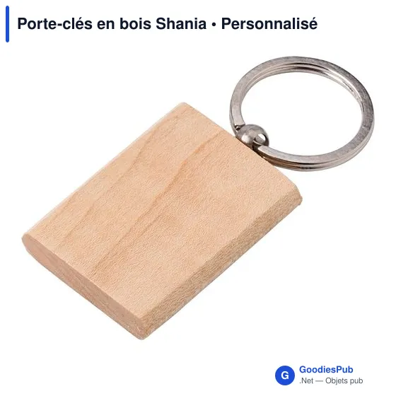 Porte-clés en bois personnalisable avec logo - Shania - Image 3