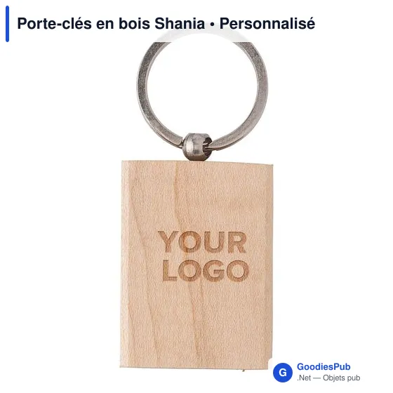 Porte-clés en bois personnalisable avec logo - Shania - Image 4